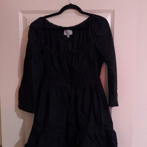 Aqua Black Gathered Top